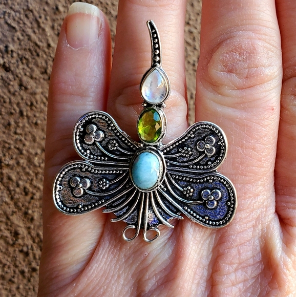 New Dragonfly Multi Gemstone 925 Silver Ring. - Picture 16 of 16